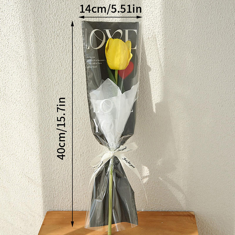 【20Pcs】 Single Bouquet Wrapper Packaging Rose Transparent Flower ...