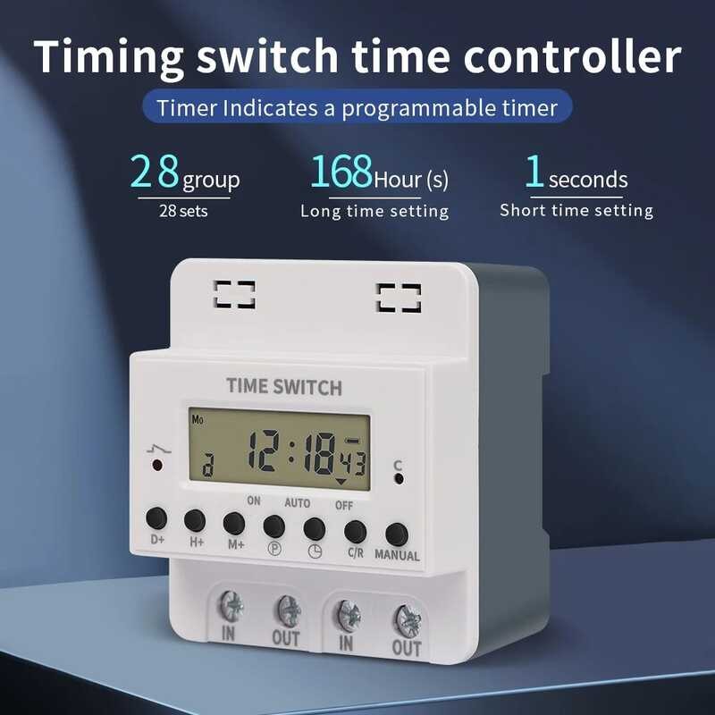220V 60A Digital Timer Switch Electronic Hour Weekly Programmable Time ...