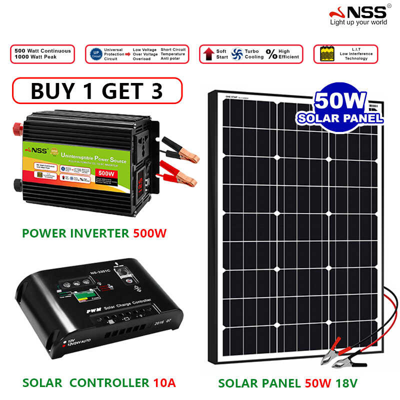 NSS Inverter Set5000w Solar Power System Four Usb+50W Panels+0A ...