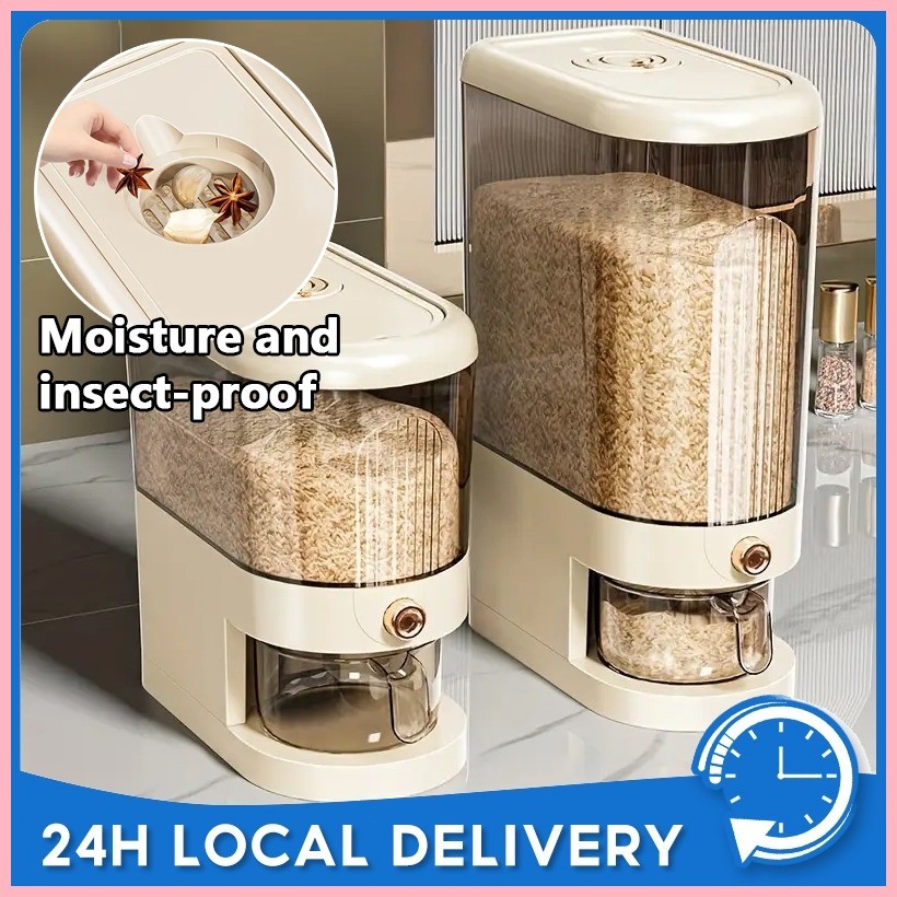 10KG Rice Dispenser Rice Storage Box Rice Organizer Insect-Proof Sealed ...