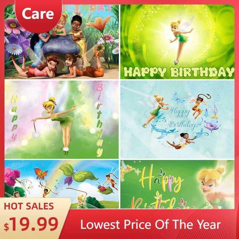Tinker Bell Cartoon Fairy Ees Theme Birthday Party Vinyl Background ...