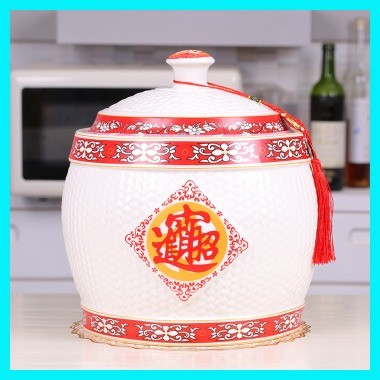 Ceramic Rice Storage Container 10kg 20kg Large Rice Drum With Cover ...