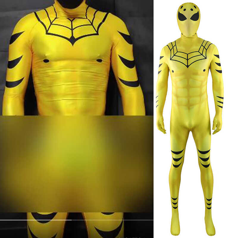 Anime Fall Hero Dragon Universe Spider Yellow Bodysuit Jumpsuit Cosplay ...