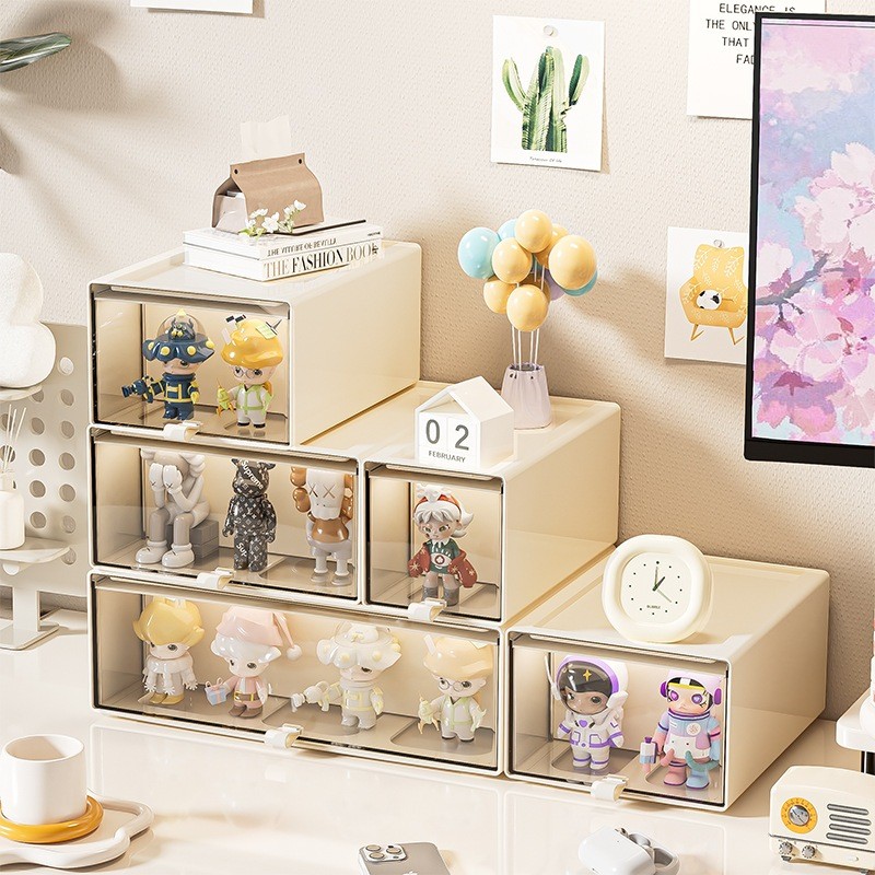 Desktop blind box display stand figure ladder storage box transparent ...