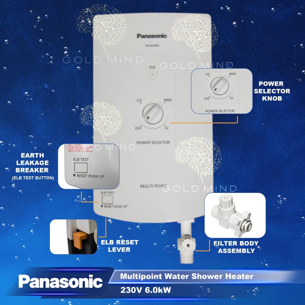 Panasonic Water Heater Multi Point Shower Heater HNF - Gold Mind (Plug ...