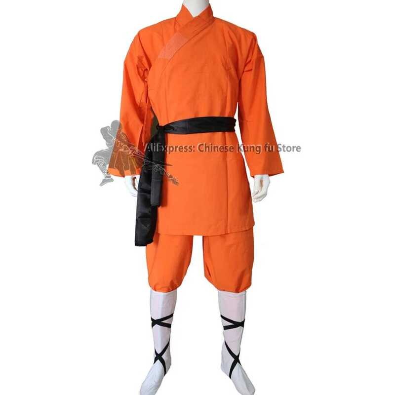 Xj Children Adults Orange Cotton Shao Monk Kung Fu Robe Martial Arts ...