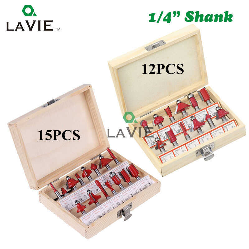 1/4 Shank 6.35 Shank 12-Piece Set 15-Piece Router Bit Set Trimming ...