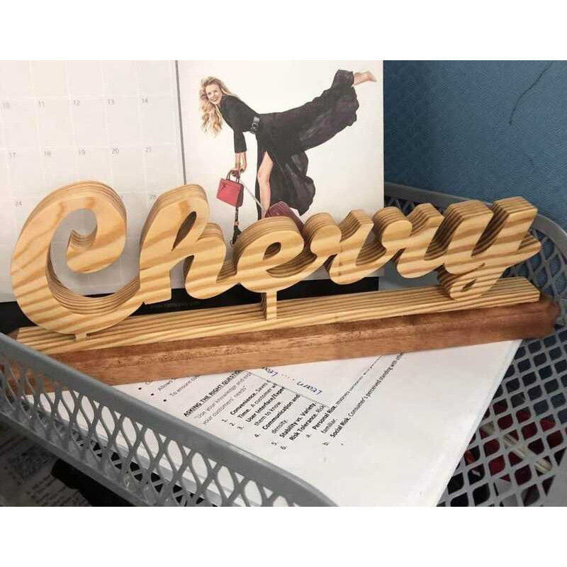 Wooden Self Standing Name Table Top Short Name 5-10 Letters Display ...