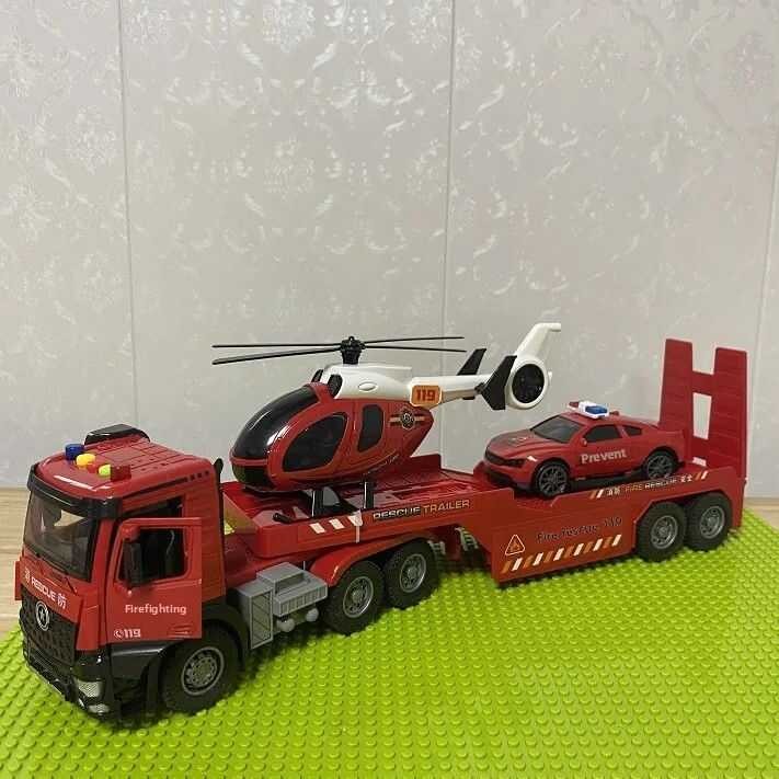 Police Car Fire Truck Flatbed Toy Helicopter Small Car Toy Spring ...