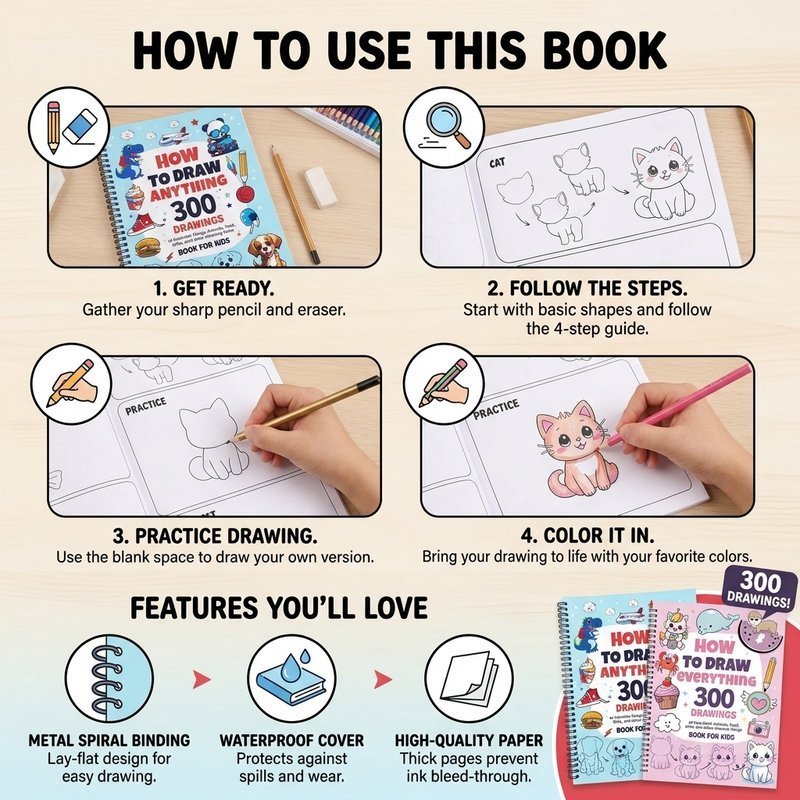 Our Adorable Coloring Book Filled How To Draw Everything 300 Drawings ...