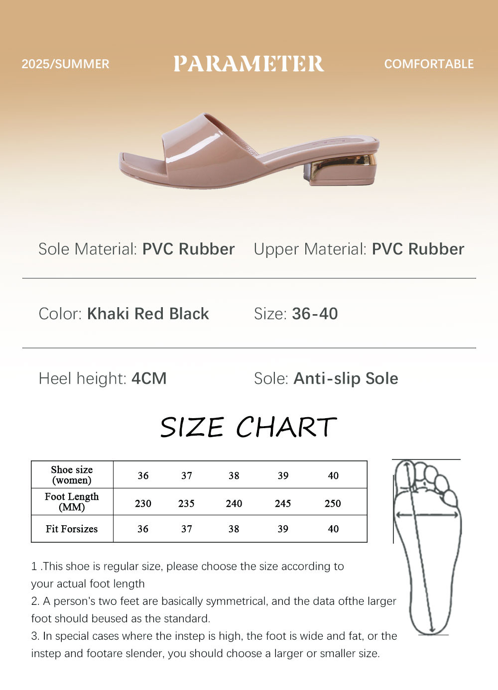 LALA Heels One Strap 4CM Block Heels For Women Casual Square Toe Rubber ...