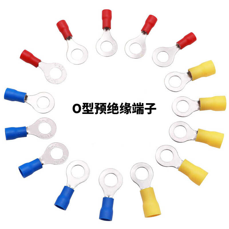 Round Pre-Insulated Copper Terminal RV1.25 2 3.5 5.5 Flat Cold Pressed ...