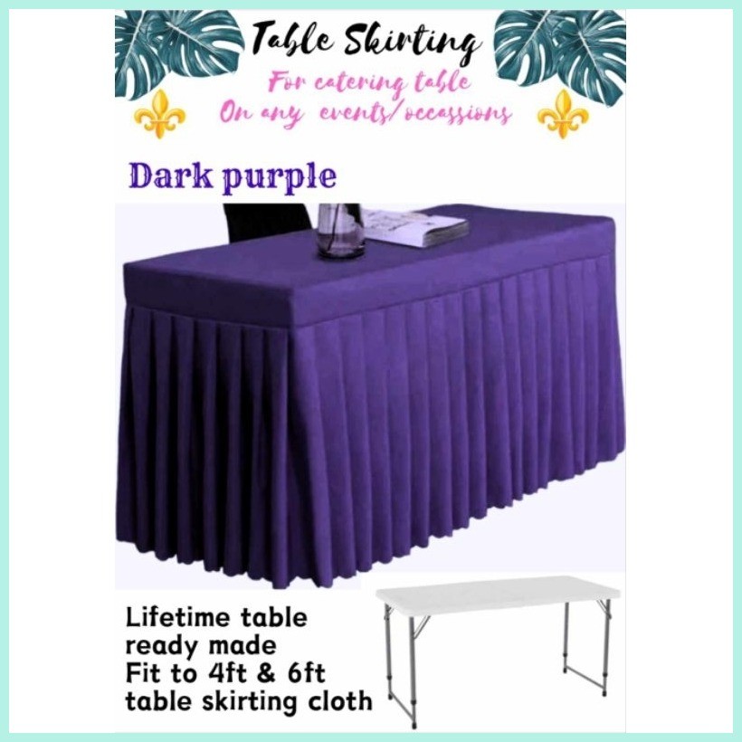 (GEANA) plain skirting Table Skirt 4Ft/6Ft LifeTime Table Ready Made ...