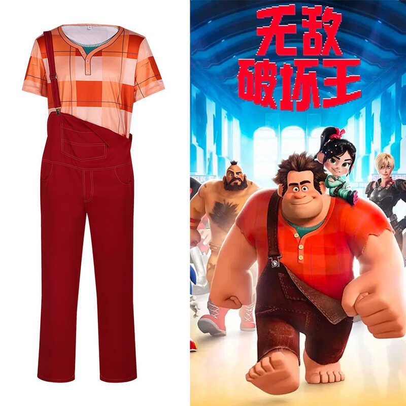 Cartoon Wreck-It Ralph Cosplay Costume Ralph Men's Overalls Cosplay ...
