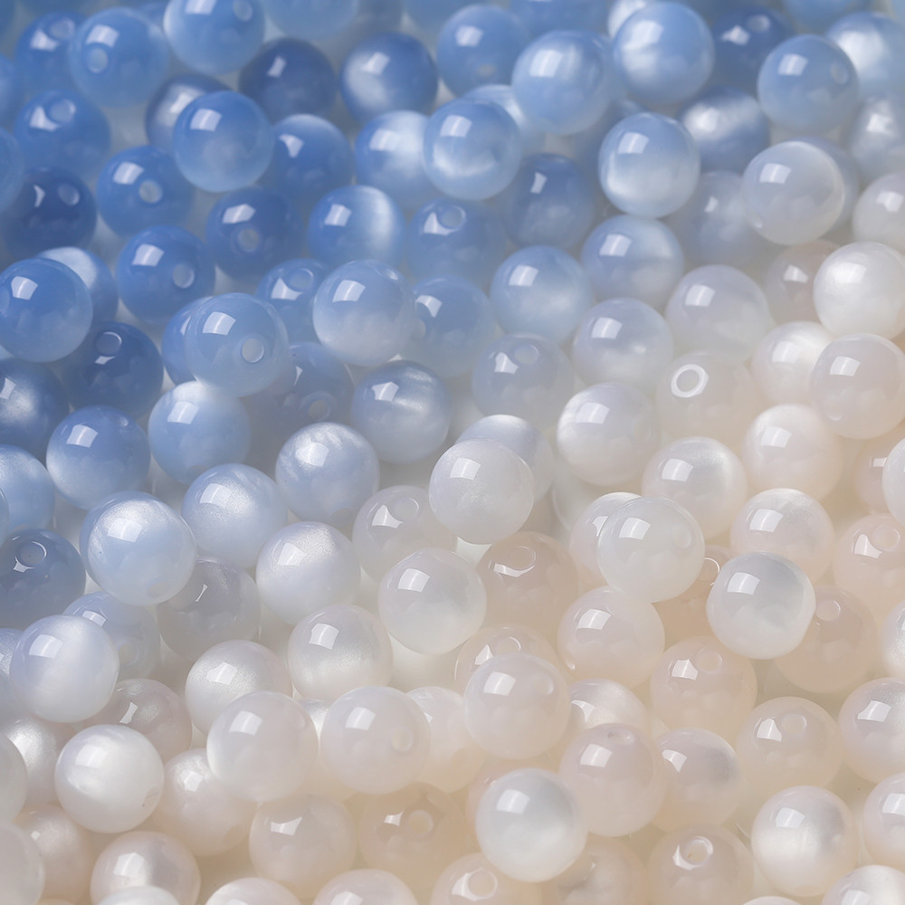 St. kunkka 8/10/12mm Round Resin Beads 10Pcs Color-changing Cat's Eye ...