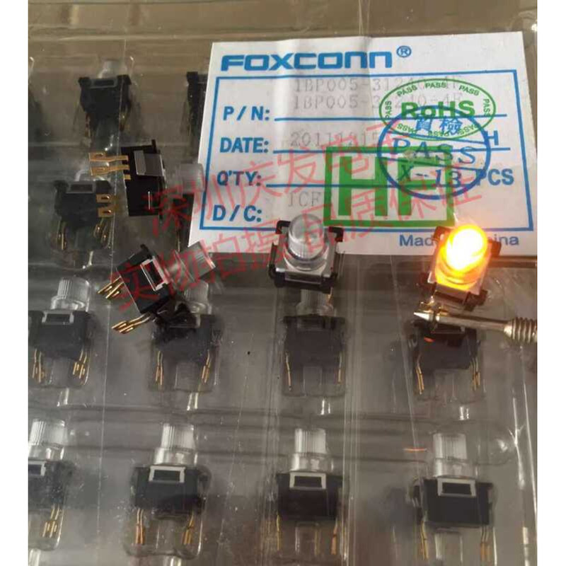 Original FOXCONN Illuminated LDE Tactile Dual Color Orange Green Push ...
