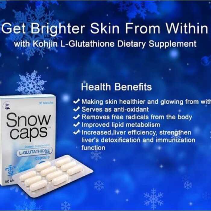 snow caps glutathione health benefits Glutathione: and Supplements Snow Caps L-Glutathione Skin Whitening