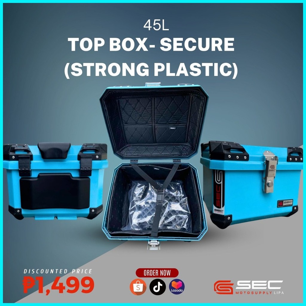 45L Top box Secure strong plastic (Blue/Pink/khaki) | Shopee Philippines