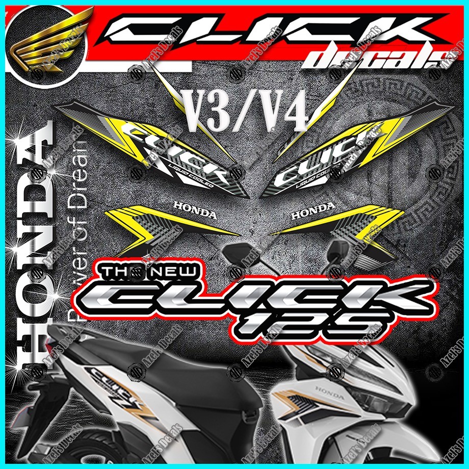 Honda Click 125i V3 & V4 stock decals sticker for motorcycle parts and ...