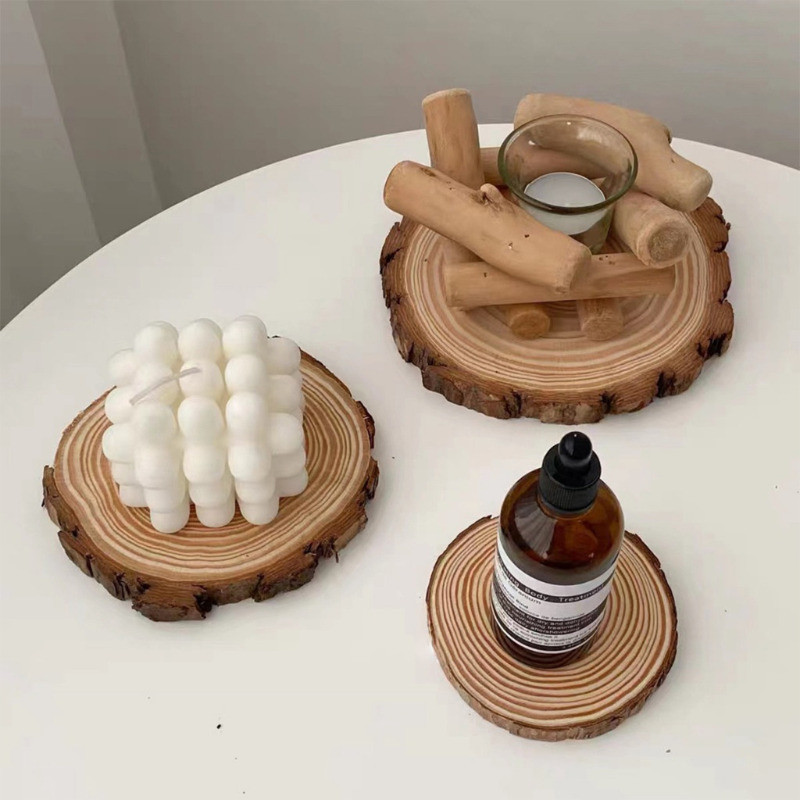 3PCS Tree Bark Christmas Ornaments Slices Wood Discs Wood Slices Log ...