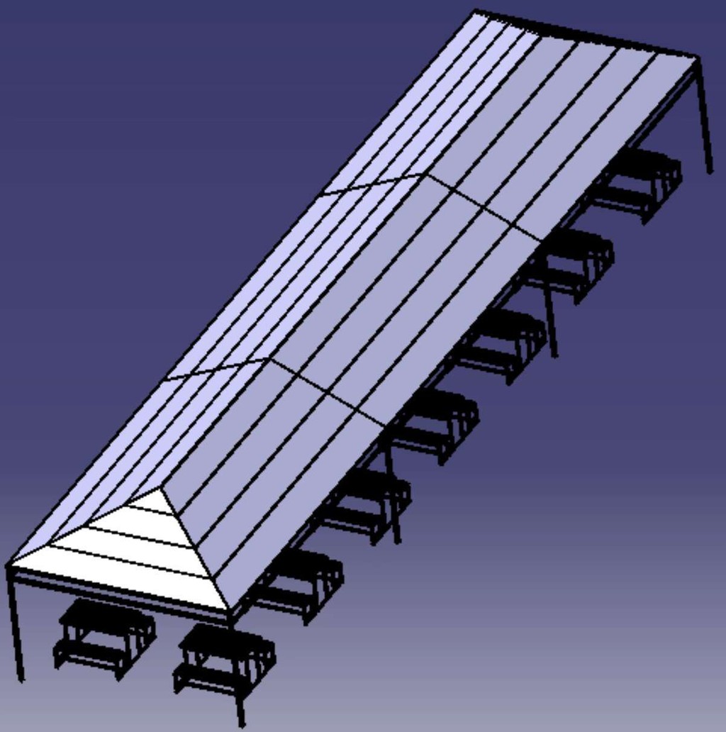 Greenhouse Steel Frame Canopy Table Seat 3D Geometric Model Outdoor ...