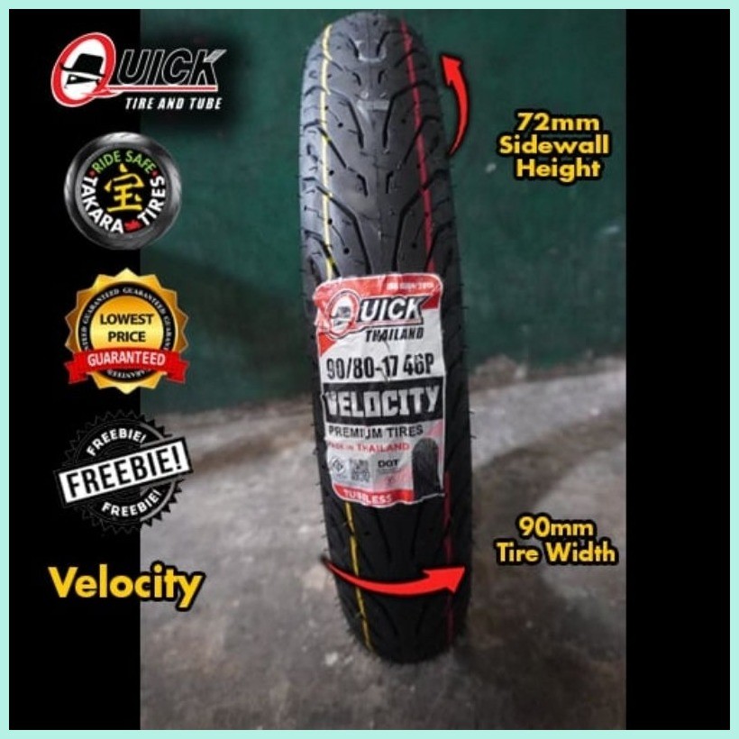 QUICK TIRE VELOCITY Tubeless 17 by TAKARA (FREE TIRE SEALANT, PITO ...