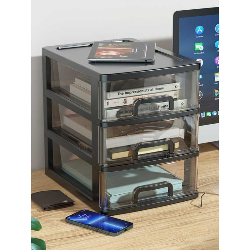 Desktop Storage Box Drawer-Type Cosmetics Desk Organizer Box File ...
