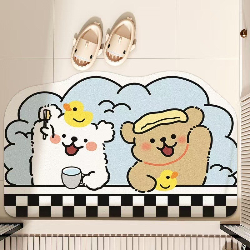 Cartoon Bathroom Floor Mat Bathroom Dirt-resistant Water Absorption Mat ...