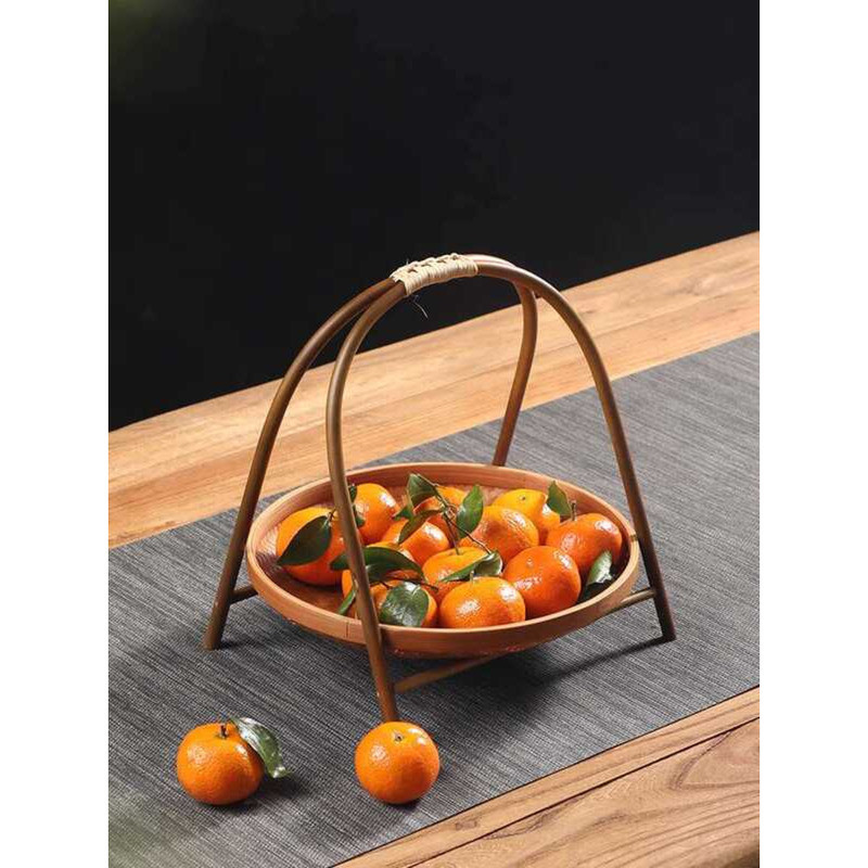 Purely Handmade Woven Antique Household Round Storage Pastry Tray Fruit ...