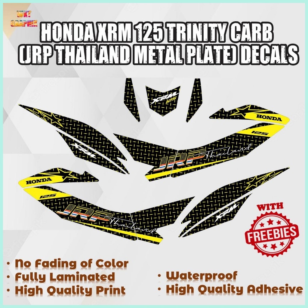HONDA XRM 125 TRINITY CARB JRP THAILAND METAL PLATE DECALS (WATERPROOF ...