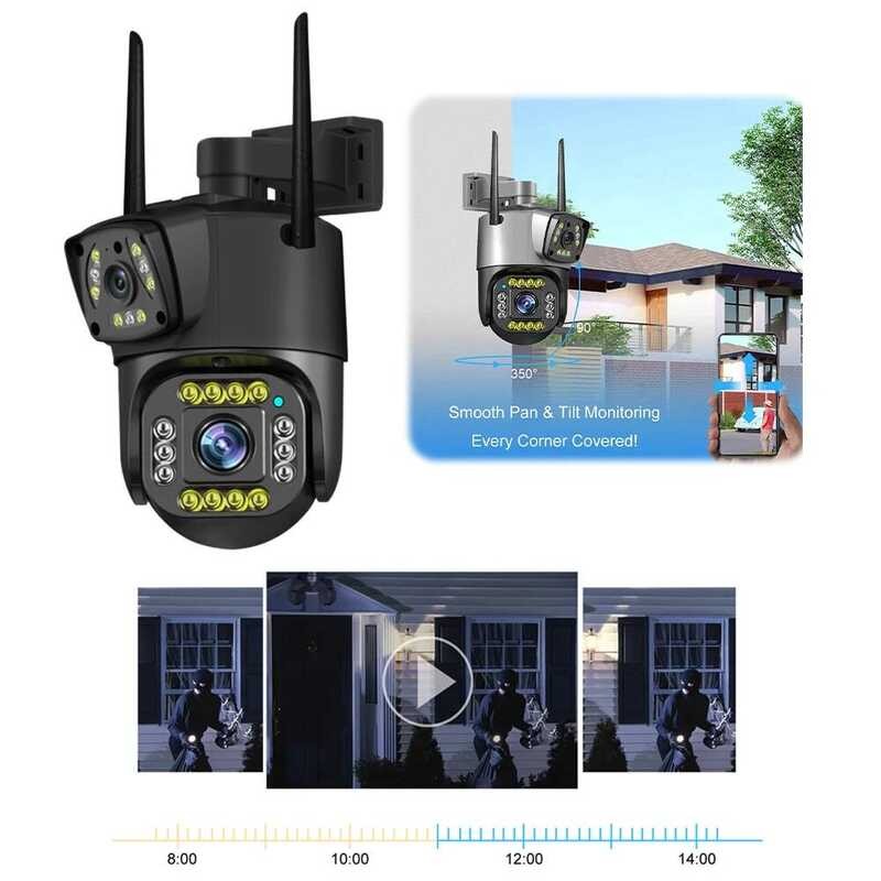 Xj 4Mp Dual Lens Camera 360 Degree View Outside Camera Ip66 Waterproof ...