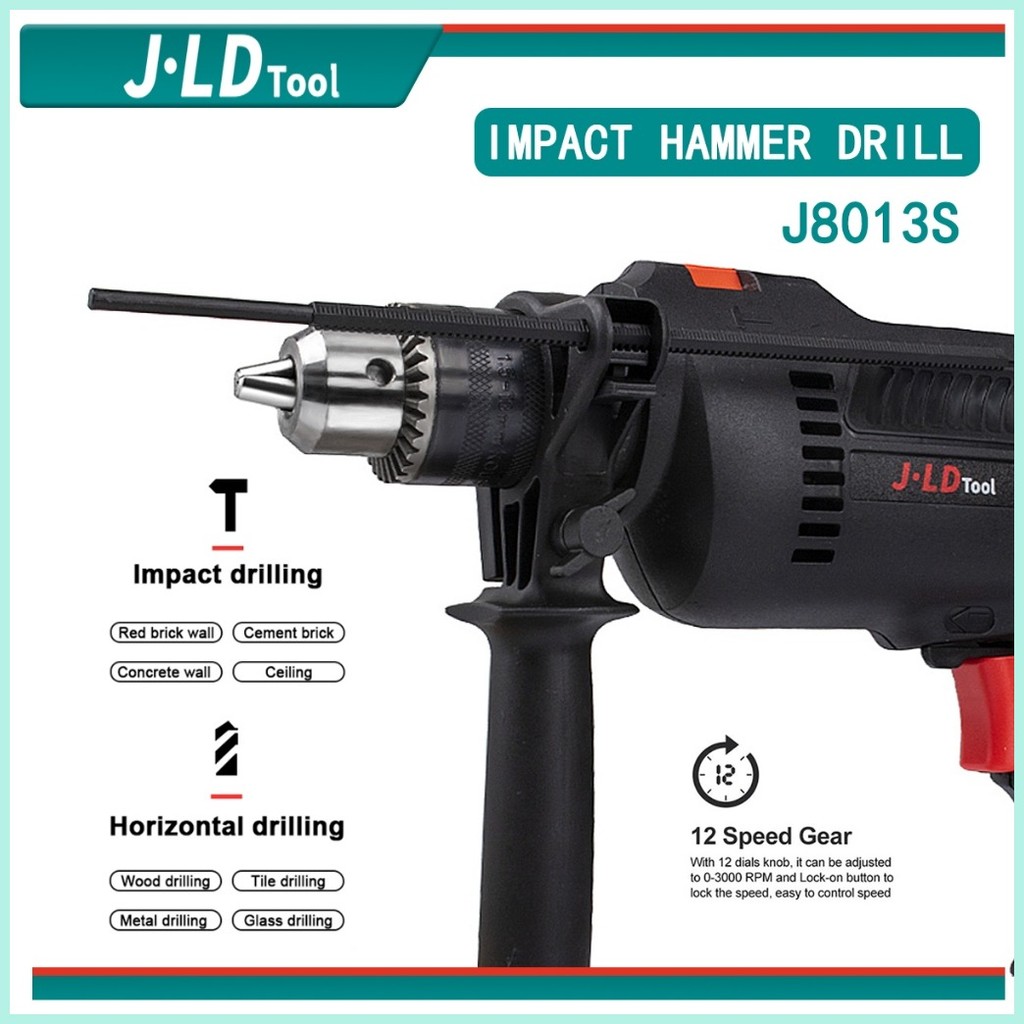 JLD electric drill set hammer drill heavy duty hand drill power tool ...
