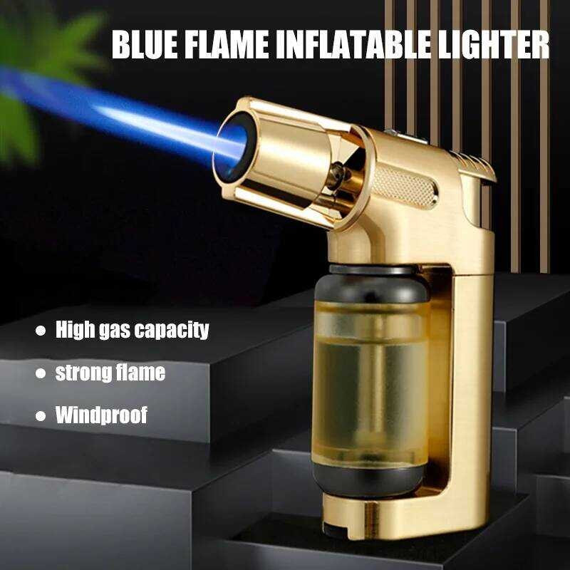 4C JOBON 2 Iatable Blue Flame Lighter Transparent Visual Large Capacity ...