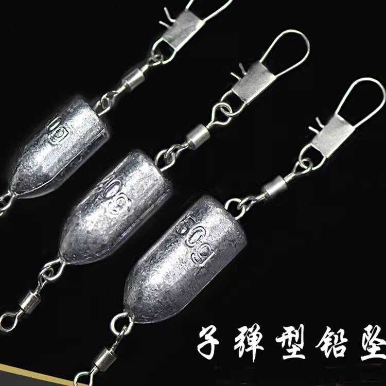Casting Rod Fishing Sinker Bullet-Shaped Lead Sinker 8-110g with Ring ...