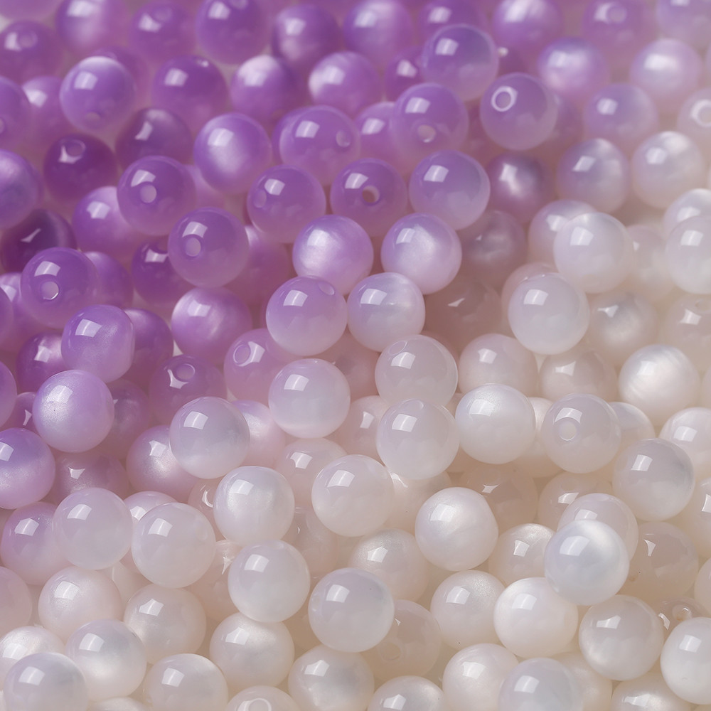 St. kunkka 8/10/12mm Round Resin Beads 10Pcs Color-changing Cat's Eye ...