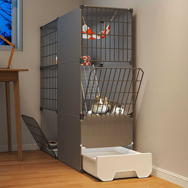 View of Tt Large Indoor Enclosurecat Villa House Narrow Cat Cage Space-Saving ...