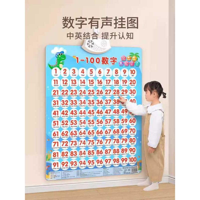 1 to 100 Numbers Chart for Toddlers Cognitive Point Reading Sound ...