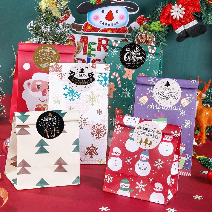 500pcs Merry Christmas Stickers - Round Gift Tags for Baking Packages ...