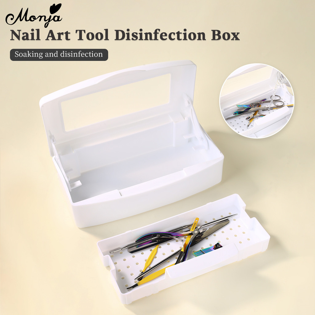 Monja Black White Nail Art Tool Disinfection Box Nail Sterilizer Tray ...