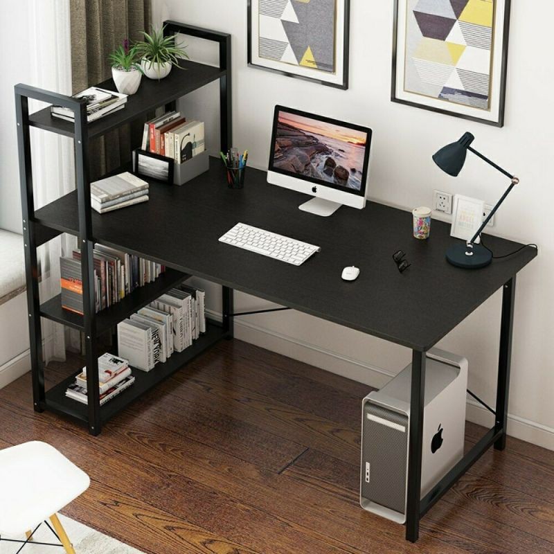 European Style Study Office Computer Desk Table with 4Layer Shelf 120cm ...