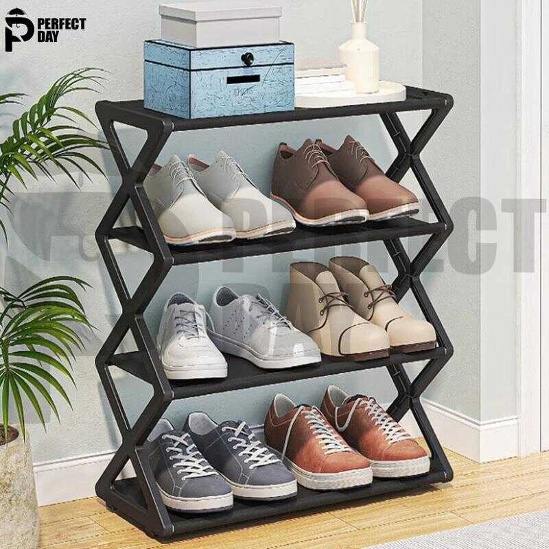 Ff9 Perfect Day 4 Layer Foldable Shoes Rack Tier Colored Stackable ...