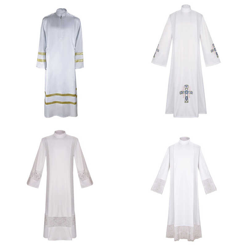 Priest White Robe Medieval Cosplay Costumes Halloween Christmas Cosplay ...