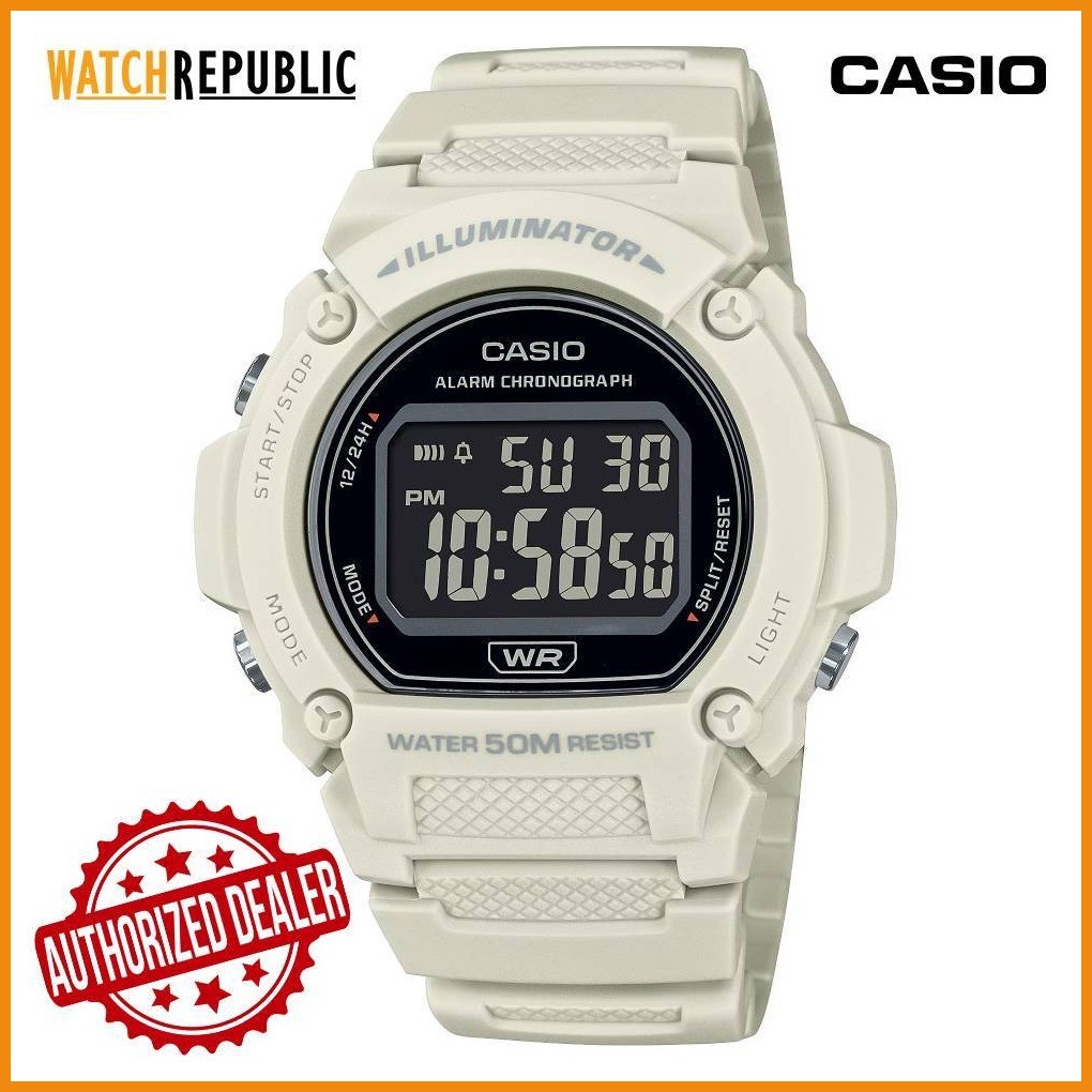 Casio Sports Digital White Resin Digital Watch For Men W-219HC-8BVDF ...