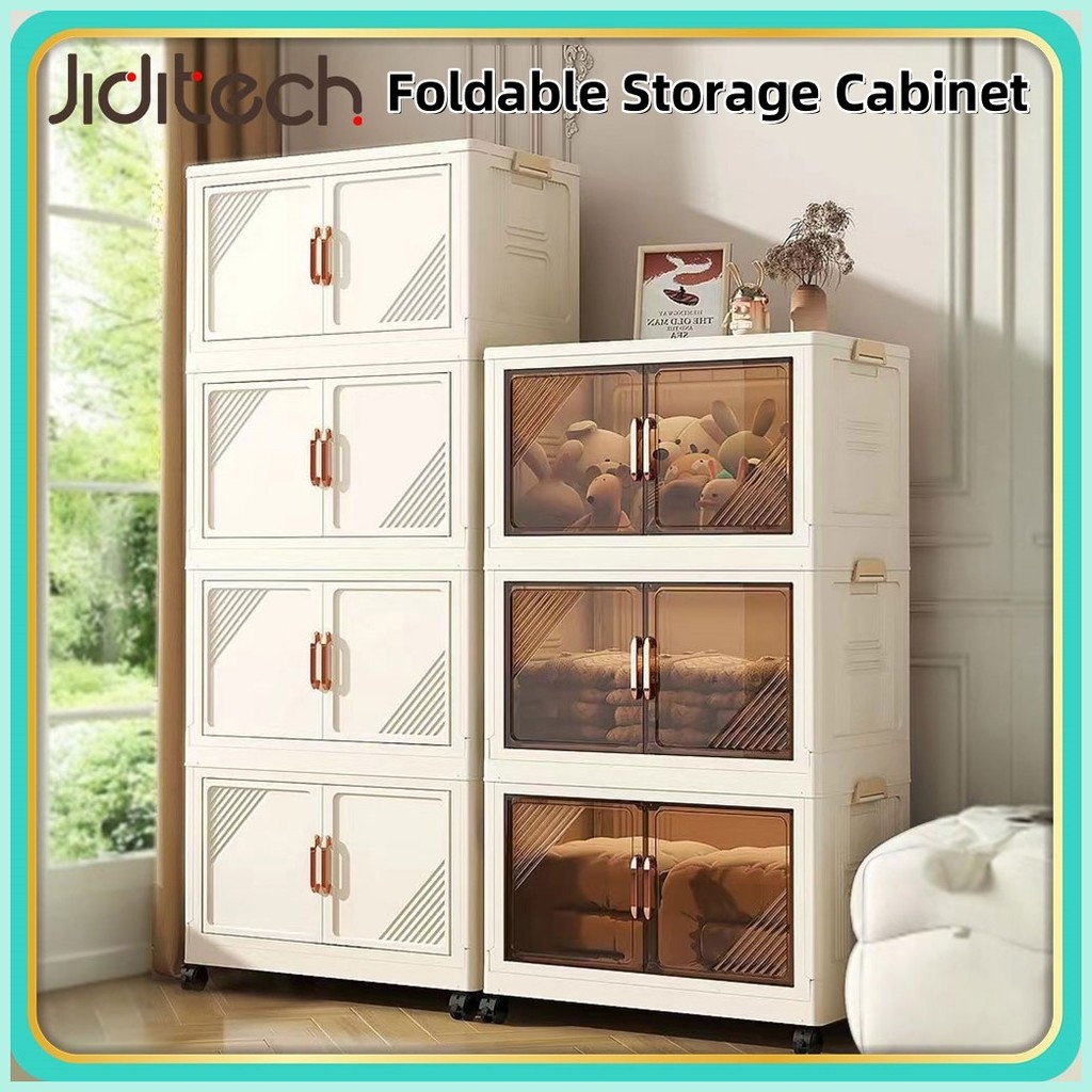 Jiditech Foldable Storage Cabinet Transparent Kitchen Cabinet Home ...
