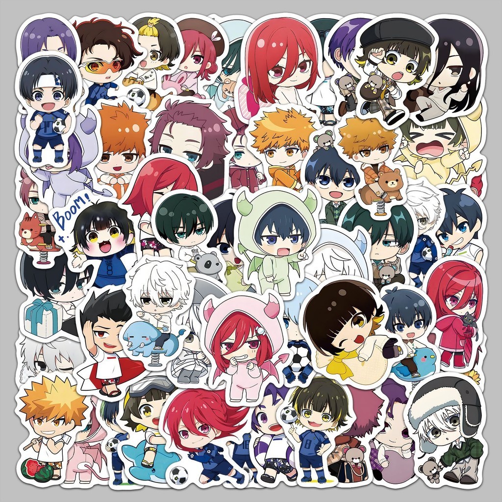 52-Piece Adorable Chibi Blue Lock Anime Stickers - Character Decor ...
