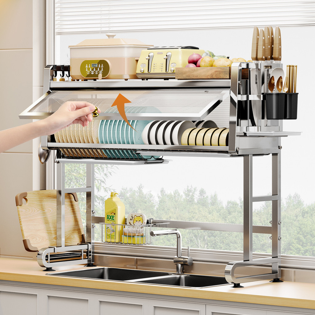 304 Stainless Steel Kitchen Sink Storage Rack, Dish Storage Cabinet ...