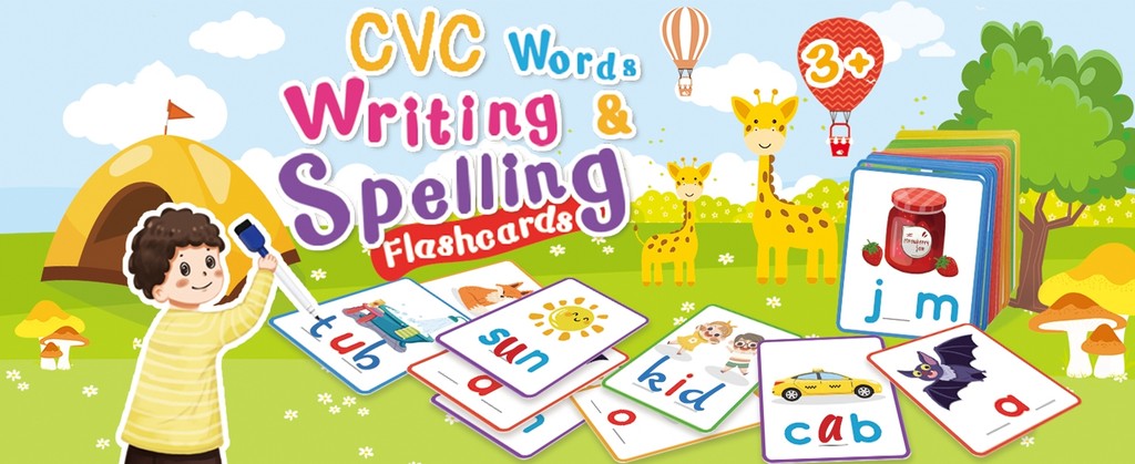 100 cards CVC Word Writing&Spelling Flashcard Educational Toy Kids ...