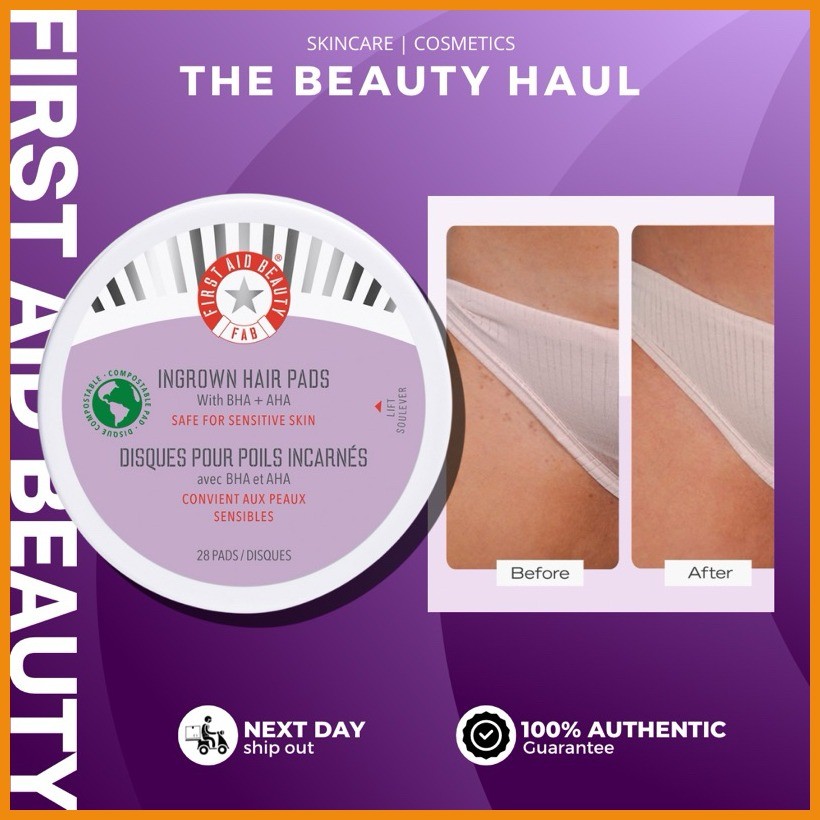 First Aid Beauty Ingrown Hair Pads with BHA + AHA Razor Bumps Treatment ...