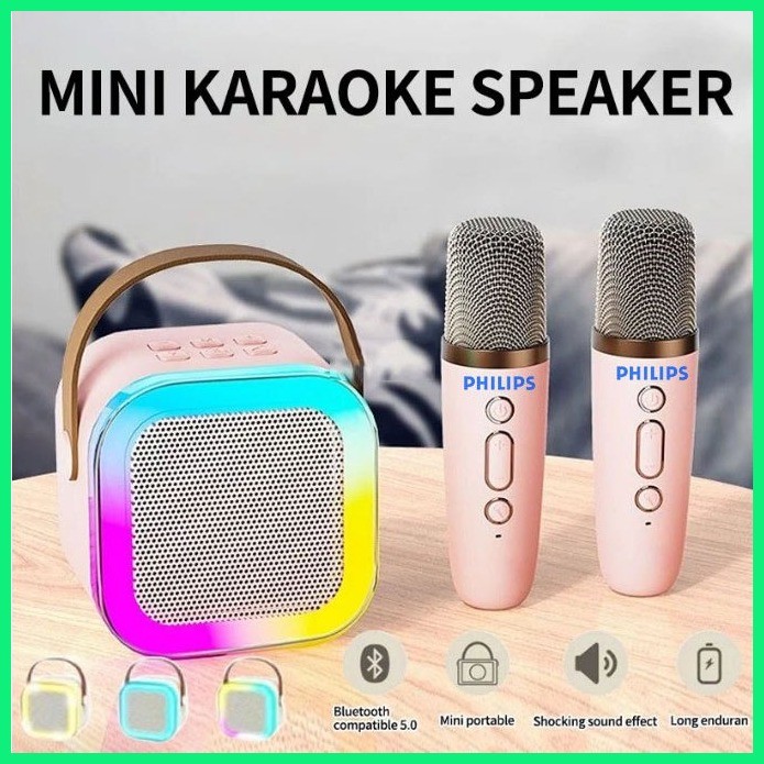 PHILIPS Mini Karaoke Wireless Speaker Bluetooth Microphone 3D Stereo ...