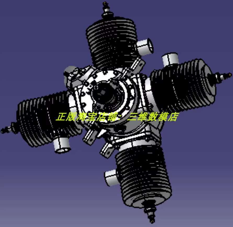 Aerospace Star Engine Opposed 4-Cylinder Piston Aircraft Engine 3D ...